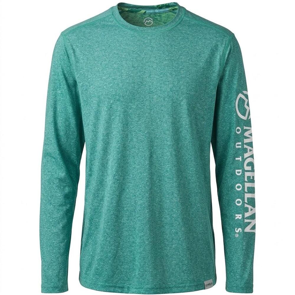 Magellan Outdoors Men's Long Sleeve Heather Teal Green Performance Fishing Shirt